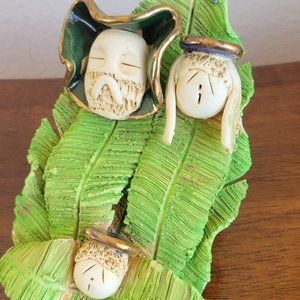 Hand crafted gypsum Nativity Figurines with tropical theming